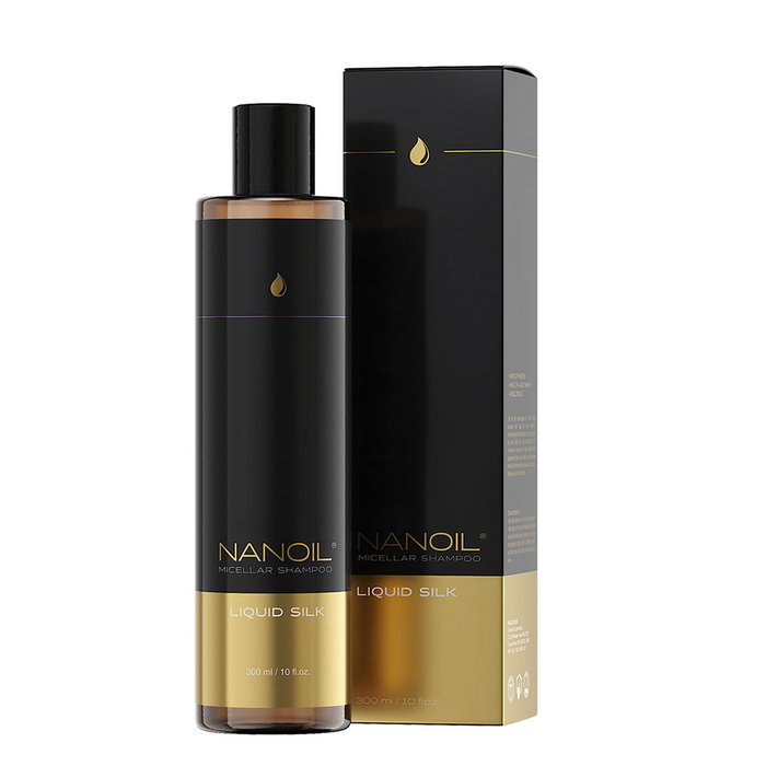 Nanoil Shampooing Liquid Silk, Shampooing Micellaire Réparateur à la Kératine et à la Soie, 300 ml