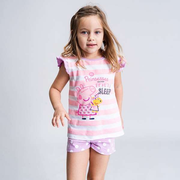Cerdá Pyjama Court à Bretelles Peppa Pig pour Enfant 6 Ans - Single Jersey - Rose