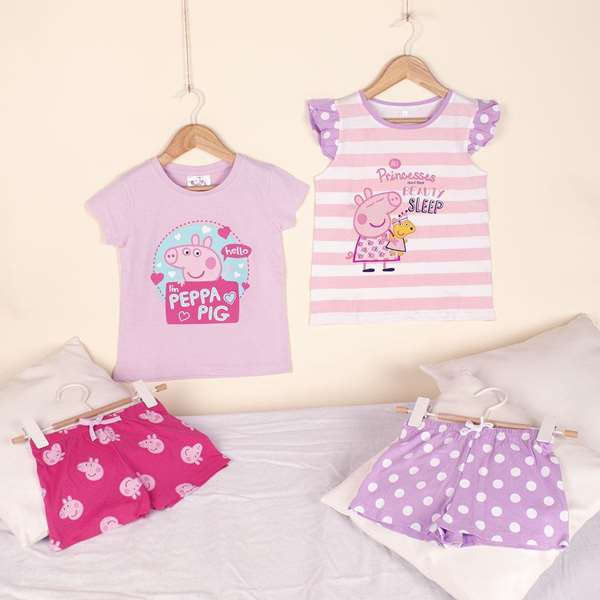 Cerdá Pyjama Court à Bretelles Peppa Pig pour Enfant 6 Ans - Single Jersey - Rose