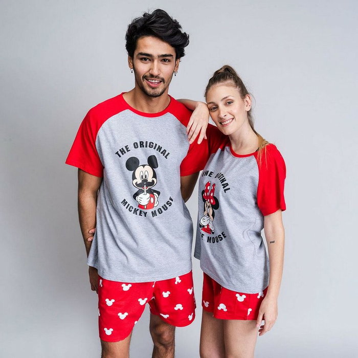 Pyjama D'Été Minnie Mouse Rouge Femme Gris S
