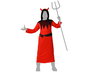 Disfraz Demonio - Déguisement Halloween Enfant Démon Tunique Capuche Rouge Polyester - Taille 5-6 Ans