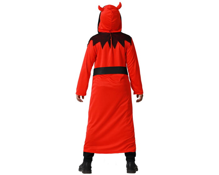 Demonia Costume Déguisement Enfant Garçon Thème Démon Halloween Tunique avec Capuche Rouge Taille 10-12 Ans