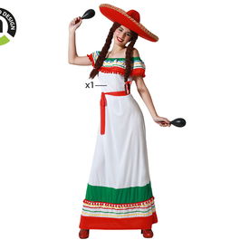 Déguisement Adulte Femme Mexicaine Tricolore - Robe pour Fête, Carnaval - Thématique Pays du Monde, Taille M-L, Multicolore en Polyester