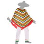 Disfraz Mejicano Hombre Adulto Poncho M-L - Déguisement mexicain adulte homme pour carnaval, 2 pièces (poncho et pantalon) en polyester multicolor