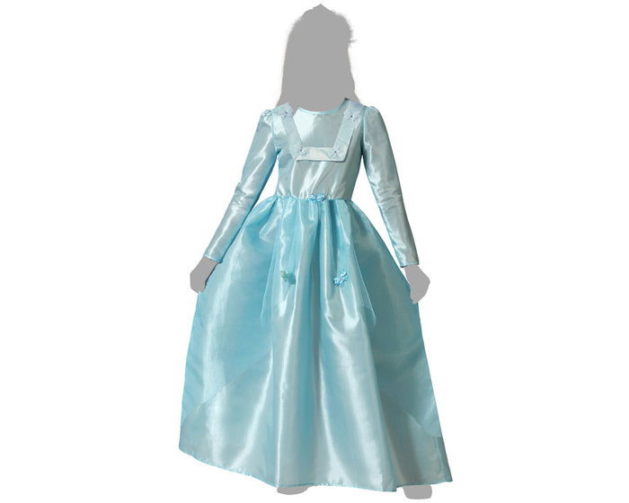 Disfraz Princesa Azul Costume de Princesse Bleu avec Motif Papillons pour Fille 7-9 Ans - 2 Pièces en Polyester