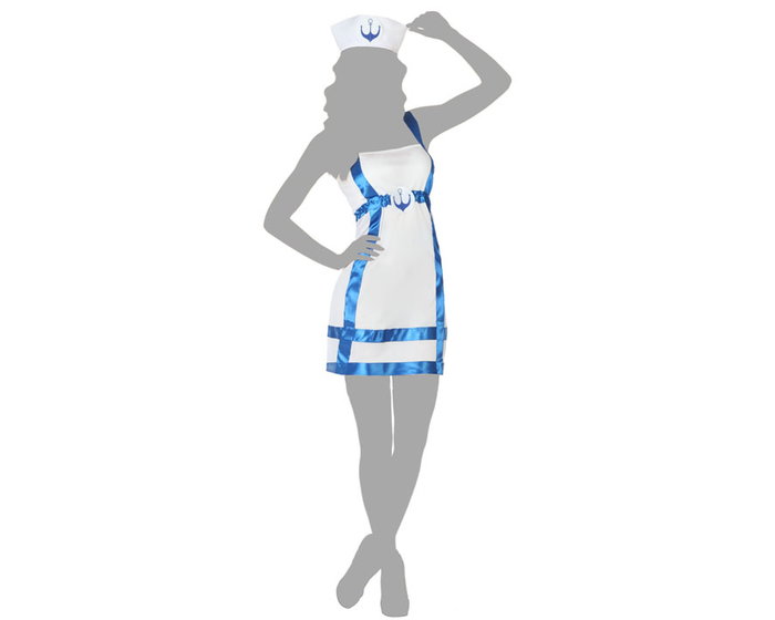 Déguisement Marinera Adulte Femme Blanc 2 Pièces (Vestido et Sombrero) en Polyester - Tailles M à L