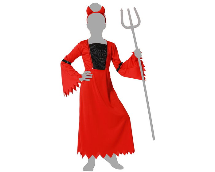 Déguisement Démoniaque pour Fille - Costume Halloween Rouge avec Robe et Diadème Cornes - Taille Enfant 10-12 Ans - Polyester Déguisement Démoniaque pour Fille - Costume Halloween Rouge avec Robe et Diadème Cornes - Taille Enfant 10-12 Ans - Polyester