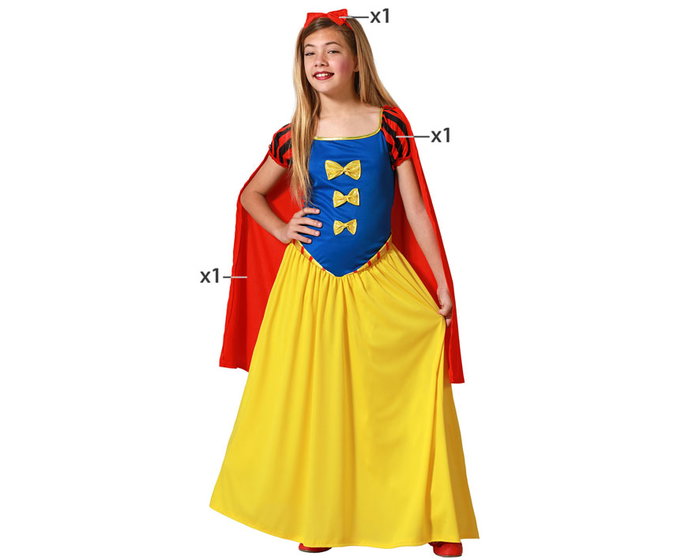 Déguisement Princesse de Conte pour Fille 3-4 Ans avec Cap et Diadème - Ensemble 3 Pièces en Polyester Déguisement Princesse de Conte pour Fille 3-4 Ans avec Cap et Diadème - Ensemble 3 Pièces en Polyester