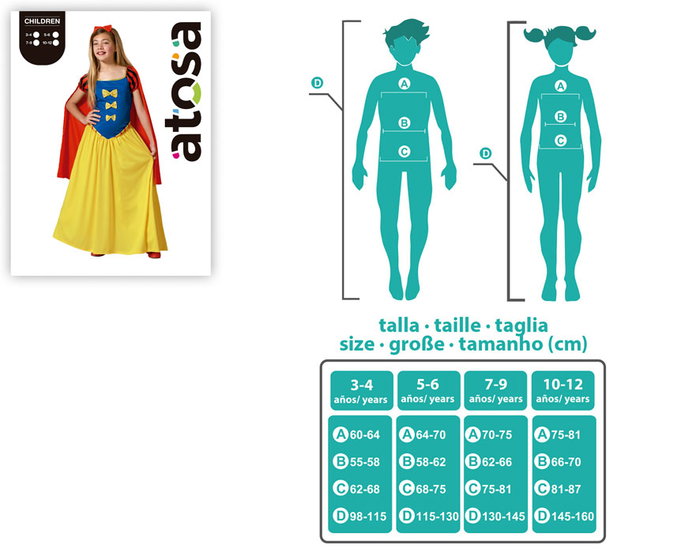 Déguisement Princesse de Conte pour Fille 3-4 Ans avec Cap et Diadème - Ensemble 3 Pièces en Polyester Déguisement Princesse de Conte pour Fille 3-4 Ans avec Cap et Diadème - Ensemble 3 Pièces en Polyester