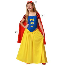 Déguisement Princesse de Conte pour Fille 7-9 Ans - Ensemble avec Cape, Robe et Diadème - Blancanieves Thème Fantaisie