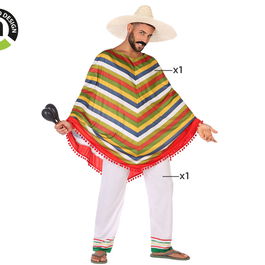 Costume mexicain adulte homme Poncho et pantalon multicolor en polyester pour Carnaval, fête déguisée ou soirée à thème - Taille XXL