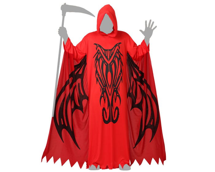 Disfraz Demonio Hombre Adulto Angel Infierno M-L - Costume Demon Halloween pour Homme Adulte Rouge, Tunique avec Cape et Capuche en Polyester