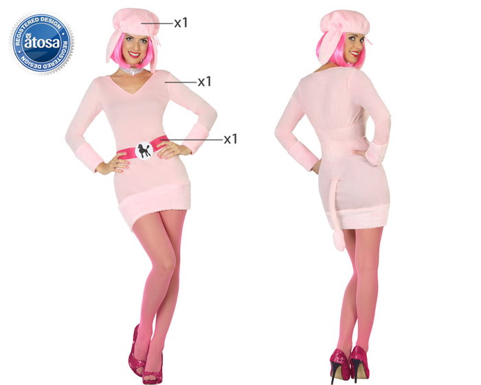 Disfraz Perro Rosa - Déguisement Chien Rose pour Femme Adulte, Taille XL - Ensemble 3 Pièces (Chapeau, Robe, Ceinture) - Fête, Carnaval Disfraz Perro Rosa - Déguisement Chien Rose pour Femme Adulte, Taille XL - Ensemble 3 Pièces (Chapeau, Robe, Ceinture) - Fête, Carnaval