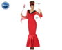 Demonia - Déguisement Femme Adulte Halloween Rouge - Robe Longue avec Diadème à Cornes - Taille M-L
