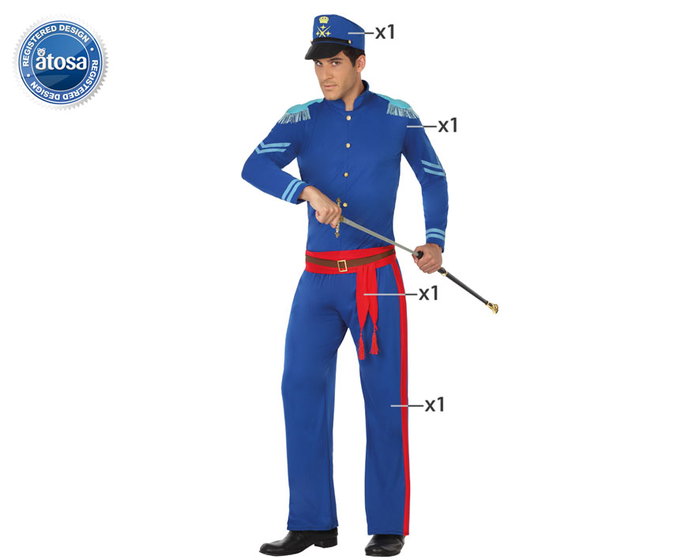Smiffys Déguisement Adulte Soldat Sergent Homme Costume 4 Pièces Taille XL Azul Original