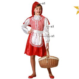 Déguisement de Caperucita Roja pour Fille 3-4 Ans - Costume du Petit Chaperon Rouge avec Cape, Jupe et Tablier