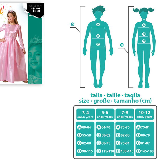 Déguisement Princesse Rose avec Motifs Papillons pour Fille Enfant - 5-6 Ans - Costume de Fête 2 Pièces en Polyester