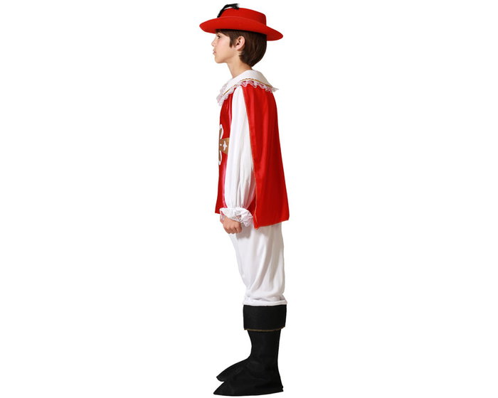 Déguisement de Mousquetaire Classique Enfant Garçon Rouge - Costume Carnaval Fête Historique - Taille 5-6 Ans