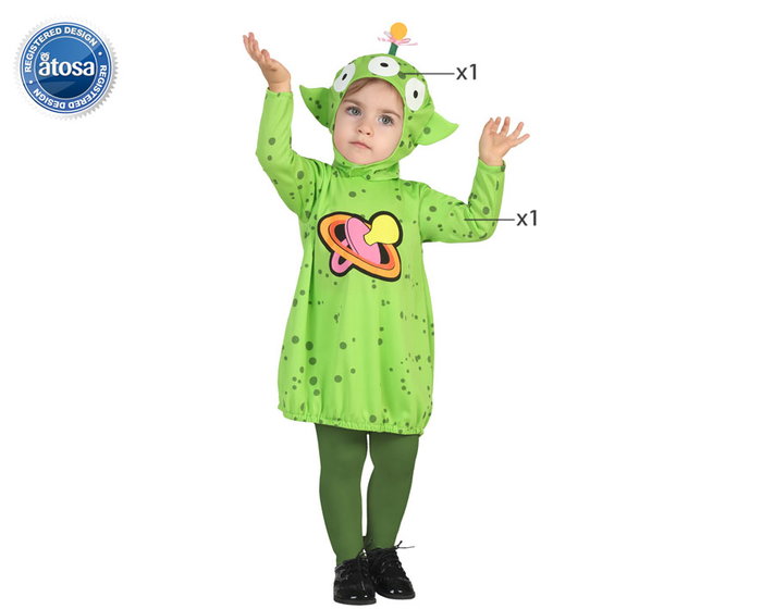 Déguisement Bébé Alien Vert Ensemble avec Capuche 2 Pièces pour Fille ou Garçon Taille 0-6 Mois - Univers Espace Déguisement Bébé Alien Vert Ensemble avec Capuche 2 Pièces pour Fille ou Garçon Taille 0-6 Mois - Univers Espace