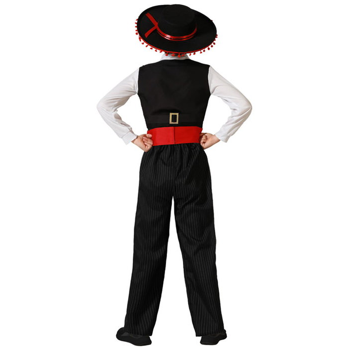 Déguisement Cordobès Andalou pour Garçon Enfant 5-6 Ans, Costume Traditionnel Espagnol avec Chemise, Gilet, Ceinture et Pantalon Rayé