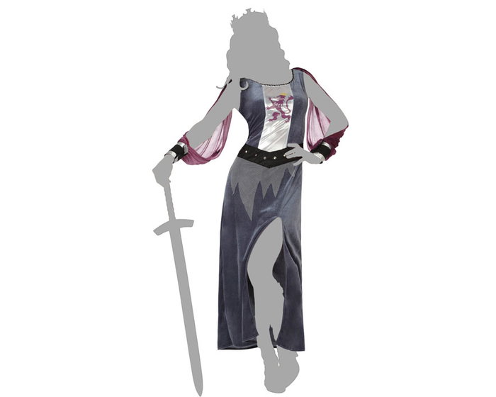 Atosa Déguisement Reine Médiévale Femme Adulte Métallisé Gris