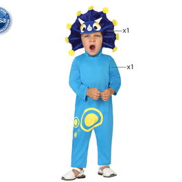 Costume de Dragon Bleu pour Bébé Garçon 0-6 Mois - Déguisement Carnaval Animaux Polyester 2 Pièces