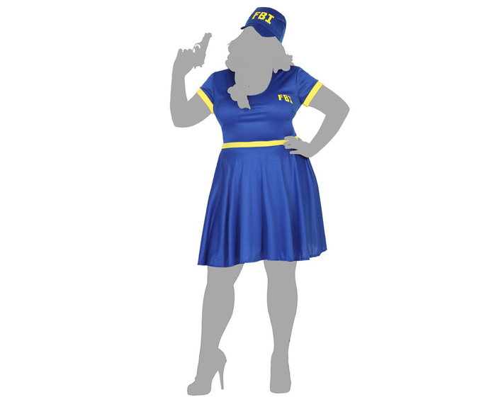 Déguisement FBI Policier Adulte Femme AzuL 2 Pièces (Vestido/Gorra) - Taille XXL