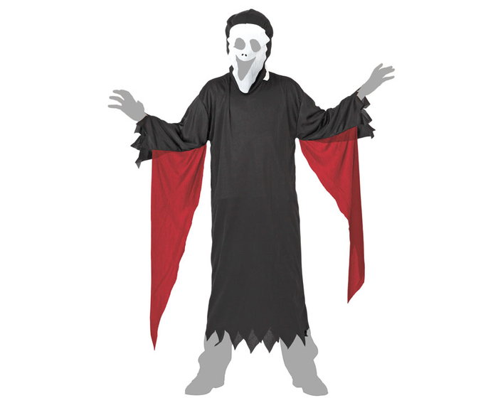 Déguisement Enfant Assassin Halloween avec Capuche Rouge 3-4 Ans Noir Polyester - Costume de Sorcière Garçon