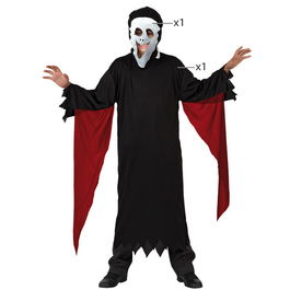 Déguisement Enfant Assassin Halloween avec Capuche Rouge 3-4 Ans Noir Polyester - Costume de Sorcière Garçon