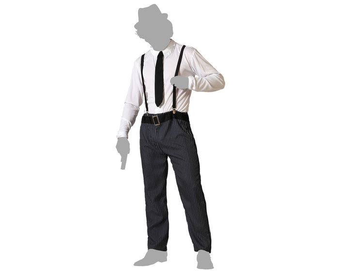 Atosa Déguisement Gangster Homme Adulte - Costume Noir XS-S Atosa Déguisement Gangster Homme Adulte - Costume Noir XS-S