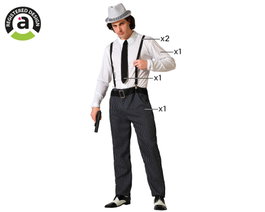 Atosa Déguisement Gangster Homme Adulte - Costume Noir XS-S