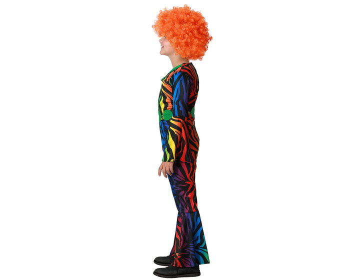 Déguisement Zèbre Disco Fille Enfant 3-4 Ans Années 70, Costume 2 Pièces (Combinaison, Ceinture) en Polyester Multicolore