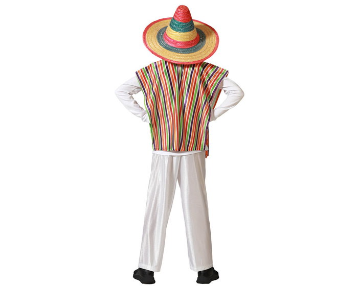 Déguisement Mexicain pour Garçon Enfant - Costume 2 Pièces (Poncho et Pantalon) - Taille 3-4 Ans - Multicolore - Polyester
