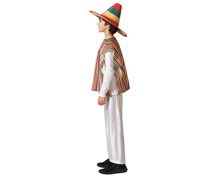 Déguisement Mexicain pour Garçon Enfant - Costume 2 Pièces (Poncho et Pantalon) - Taille 3-4 Ans - Multicolore - Polyester