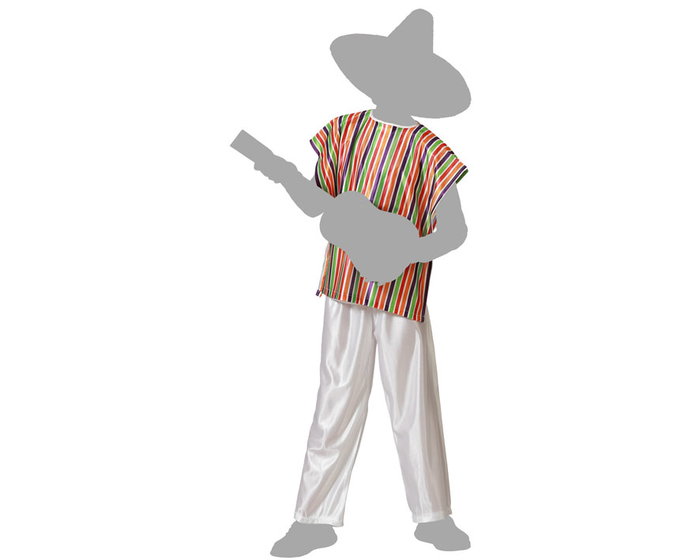 Déguisement Mexicain pour Garçon Enfant - Costume 2 Pièces (Poncho et Pantalon) - Taille 3-4 Ans - Multicolore - Polyester