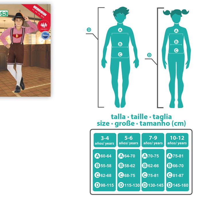 Atosa Déguisement Bavarois Enfant Garçon Velours Marron 7-9 Ans - Costume à 3 Pièces Allemand pour Octoberfest