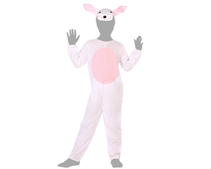 Déguisement Lapin Enfant Unisex Rose 3-4 Ans Costume Fête Carnaval Animal avec Capuche et Combinaison en Polyester