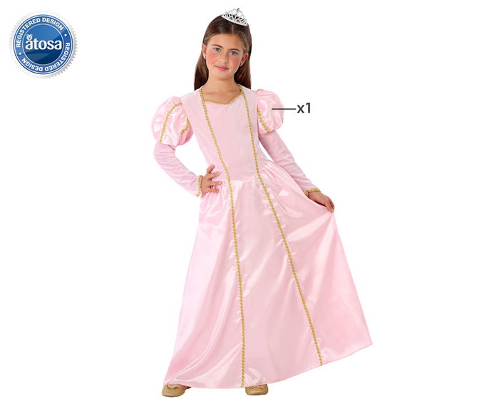 Déguisement Princesse Rose Fille 7-9 Ans avec Robe Fantaisie Carnaval