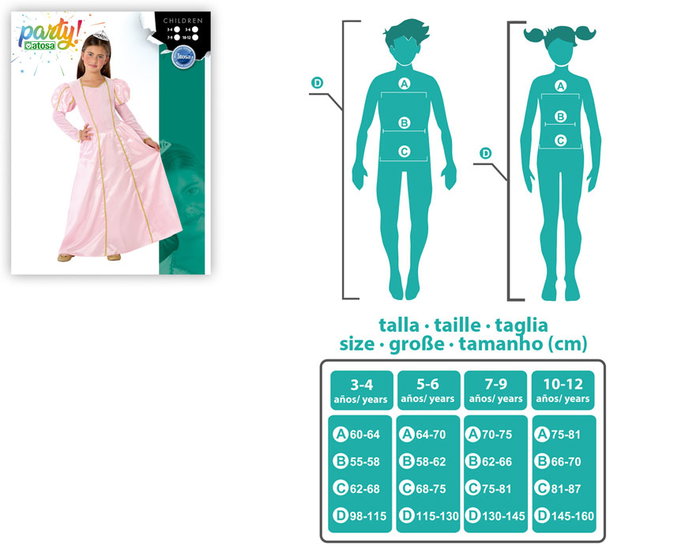 Déguisement Princesse Rose Fille 7-9 Ans avec Robe Fantaisie Carnaval