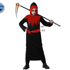 Déguisement Halloween Enfant Garçon Rouge Bordeaux Taille 5-6 Ans Tunique avec Capuche - Prêt pour la Nuit des Sorcières