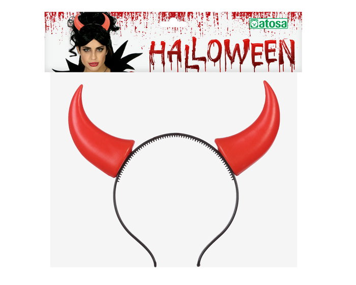 Diadème avec cornes de démon rouge Halloween, accessoire adulte pour costume de diablesse, succube ou créature des ténèbres