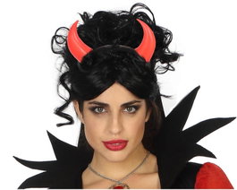 Atosa Diadema Cuernos Demonios Halloween Rouge