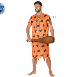 Déguisement homme préhistorique caverne adulte orange taille XL - Costume de carnaval de grande qualité en polyester