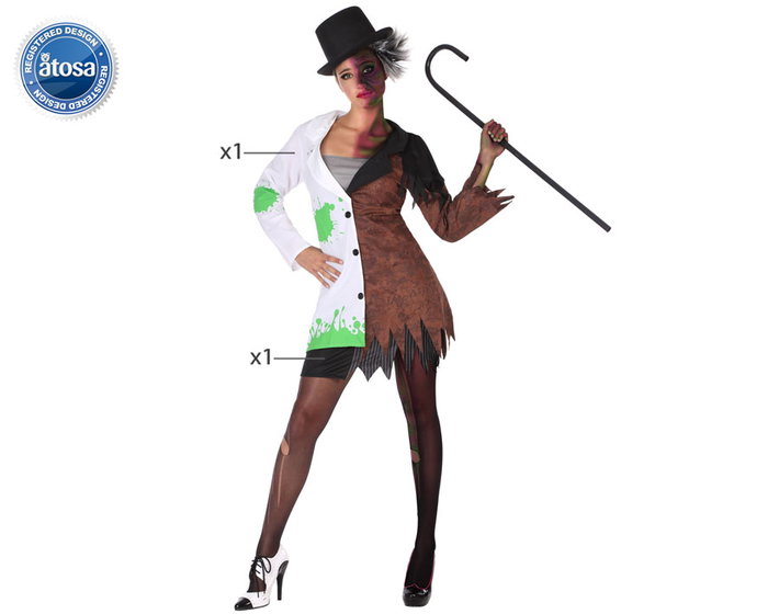 Déguisement Scientifique Docteur Jekyll et Mr. Hyde pour Femme Adulte Taille XS-S, Gris Multicolore avec Chaquette-Vestiaire et Ceinture - Polyester
