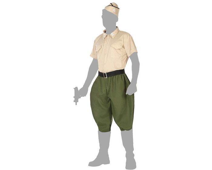 Déguisement Soldat Américain pour Adulte Homme - Costume Militaire Complet 4 Pièces (Casque, T-Shirt, Ceinture, Pantalon) - Taille XL