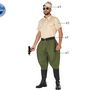 Déguisement Soldat Américain Adulte Homme, Complet 4 Pièces (Pantalon, Chemise, Casquette, Ceinture), Taille XL, Vert