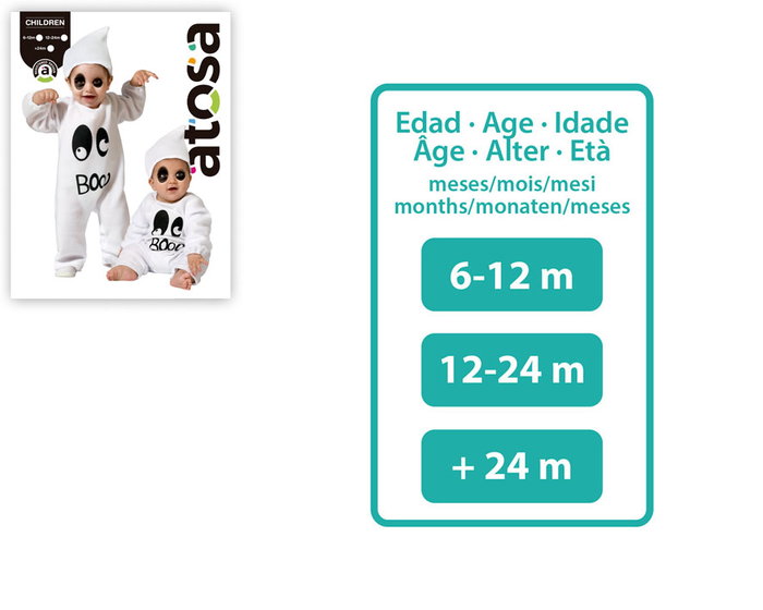 BigBuy Carnival Déguisement Fantôme Bébé Blanc (2 Pièces)