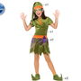 Déguisement Elfe Enfant Fille Vert Orange 3-4 Ans - Ensemble 5 pièces (Robe, Chapeau, Ceinture, Chaussons) - Polyester