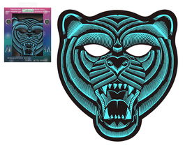 Atosa Masque de tigre LED avec détection de son et lumière pour fête, Halloween, DJ - Bleu (Piles AAA non incluses)