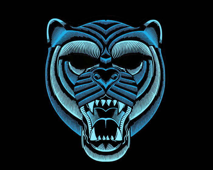 Atosa Masque de tigre LED avec détection de son et lumière pour fête, Halloween, DJ - Bleu (Piles AAA non incluses)